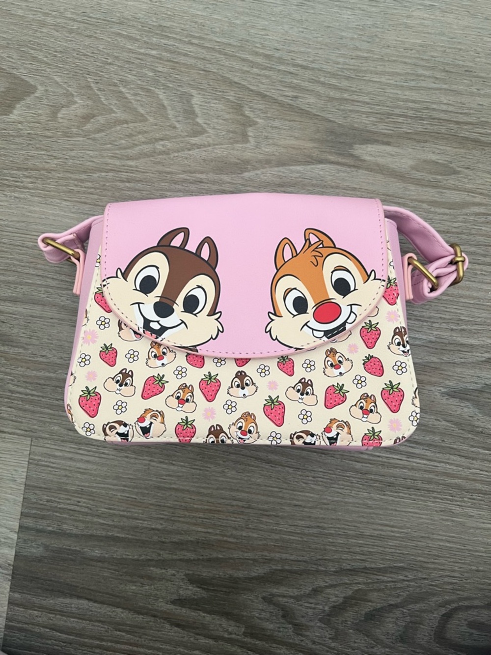 Pink Chip 'n' Dale Strawberry Crossbody Bag